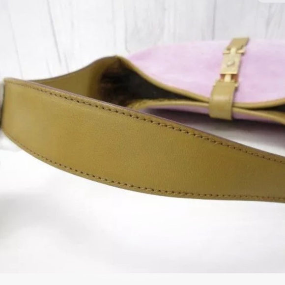 🎉2X HOST PICK‼️ Authentic 💥GUCCI💥 Lavender Suede & Tan Leather Shoulder Bag✨✨✨ - Picture 7 of 11